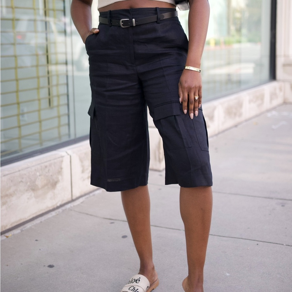 Zara Linen cargo Bermuda shorts